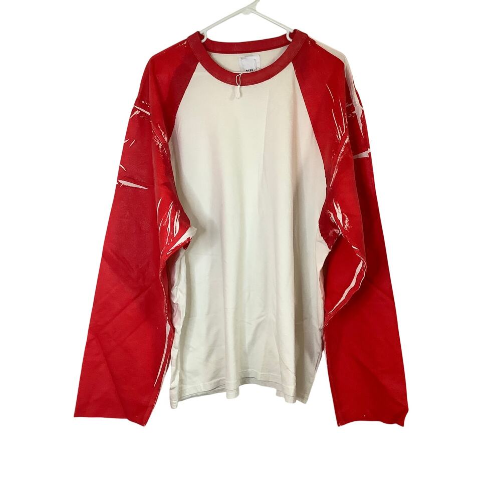BTFL Men's XXL Red White Raglan Long Sleeve T Shirt Baseball Streetwear T7-15